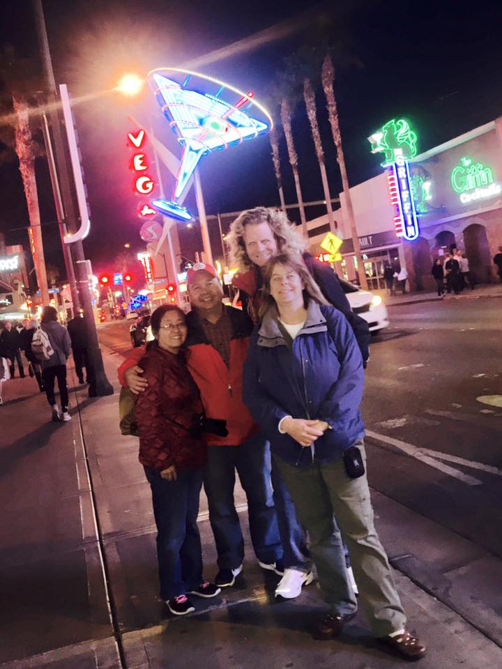 Heidi & Troy, from Houston, and Tim & Christina, from San Diego, joined us for the 4 pm tour of Downtown. It was the "Magic Hour" - twilight, when the neon signs flicker on