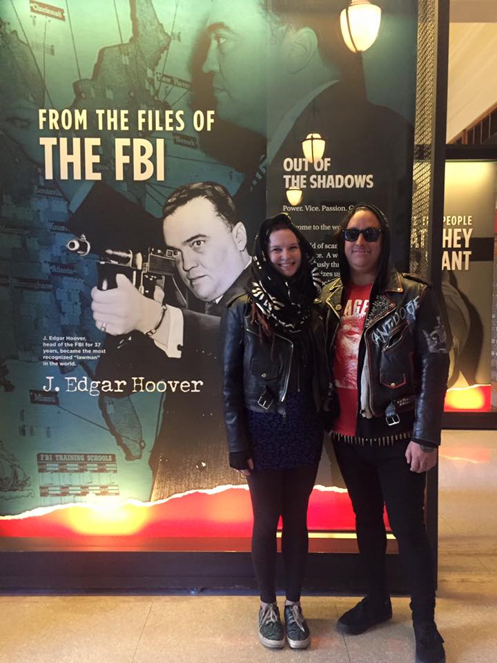 Vanessa and Ryan arrived at the Mob Museum for the launch of the 4 pm walking tour.